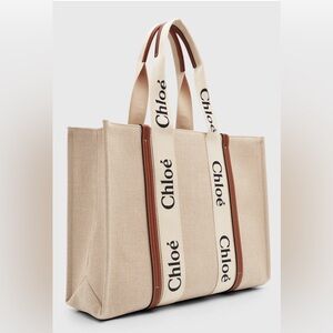 Chloe Woody Large Tote Bag in Linen